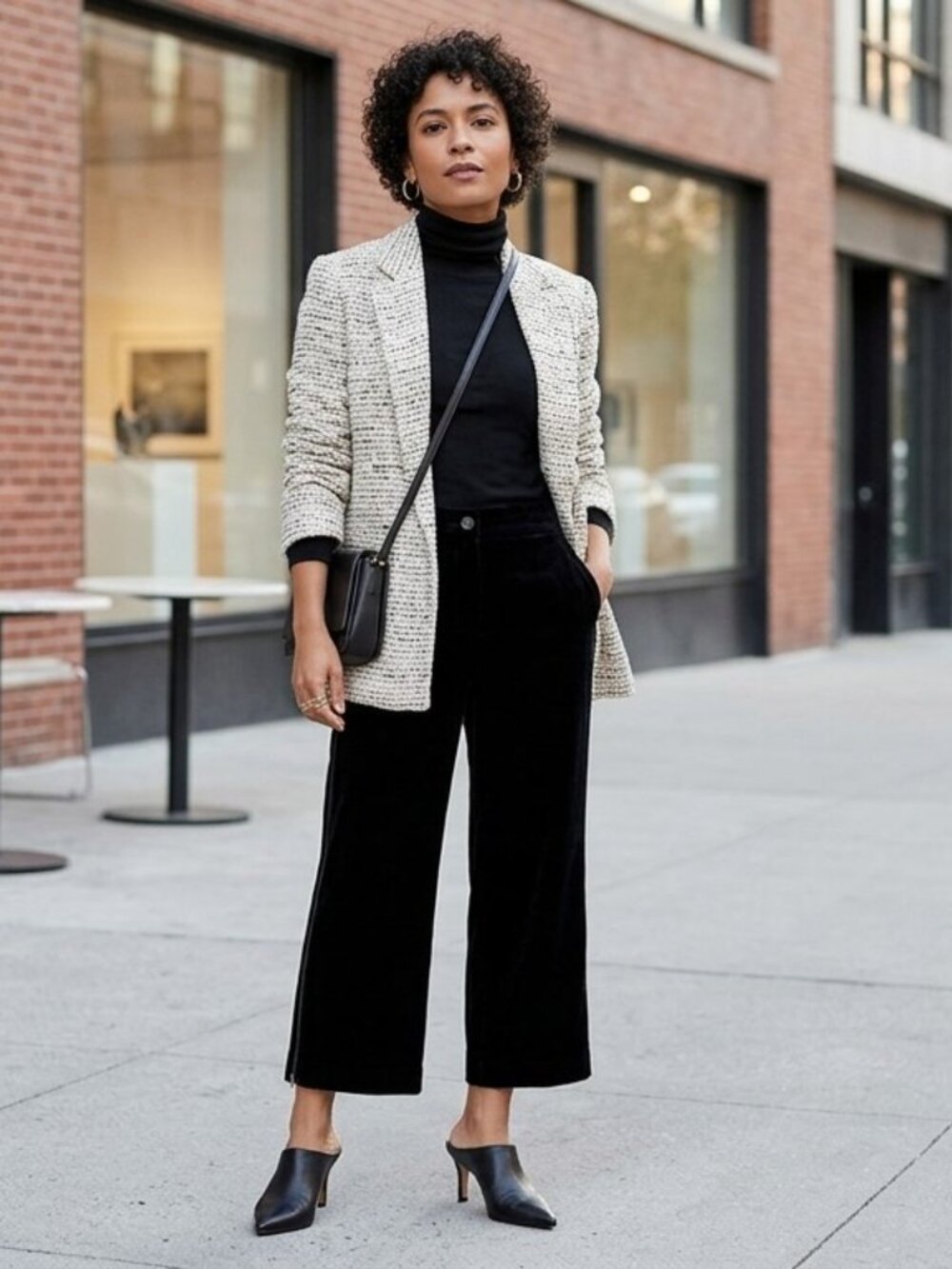 Eileen Fisher Size Small Petite Black Velveteen Crop Side Zip Slim Stretch Pants